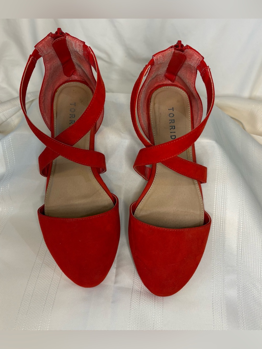 torrid Coral Red Crisscross Pointed Toe Flat